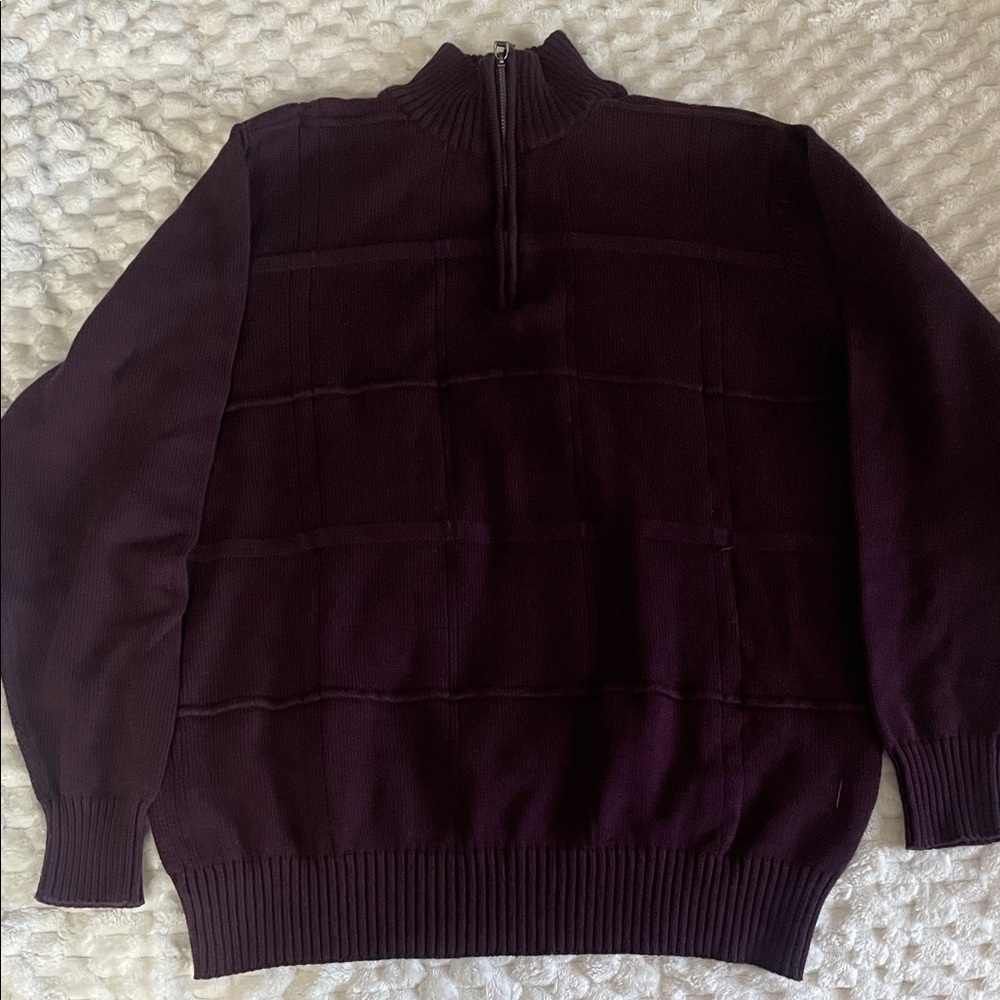 Oscar de la Renta Rich Purple Men's Zip-Up Sweater